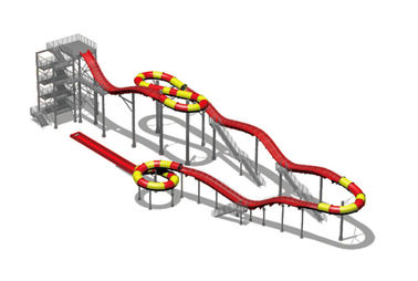 200m Fiberglass Water Slides, Roller Coaster Air Disesuaikan untuk Outdoor / Indoor Water Park