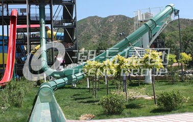 Satu Rider Fiberglass Water Slides, Outdoor Fiber Glass Tubuh Slide / Aqua loop untuk Water Park