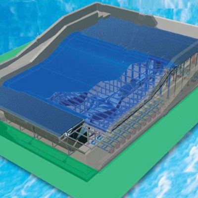 OEM Flowrider Surfing Simulator dengan Pompa Air 65kw dan Soft Strong PVC untuk Taman Air 15.3m*9.3m