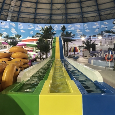 Desain taman air slide kolam renang dalam ruangan serat kaca