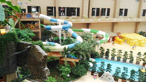 Aqua Park Slide, Family Play Indoor Fiberglass Water Slides 6m Tinggi untuk Customized Water Park