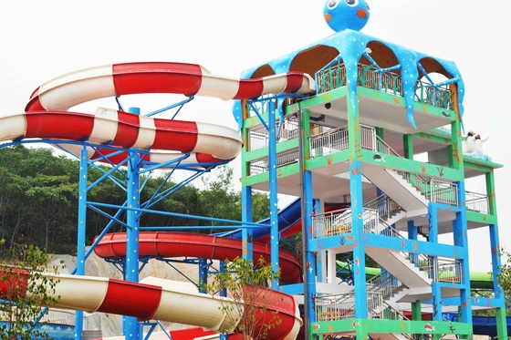 Aqua Park Slide, Family Play Indoor Fiberglass Water Slides 6m Tinggi untuk Customized Water Park