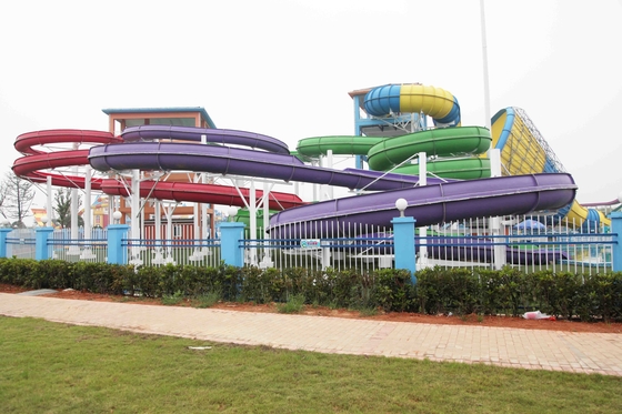 Fastener Stainless Steel FRP Spiral Water Slides / Fiberglass Water Slide