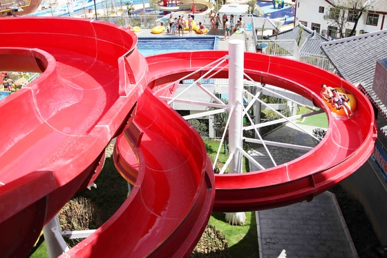FRP Custom Fiberglass Water Slides, 6 Orang Peralatan Aqua Park 1 Tahun Garansi