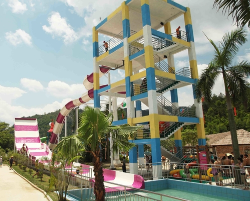 Long Raft Spiral Fiberglass Water Slides With Two Person Riding