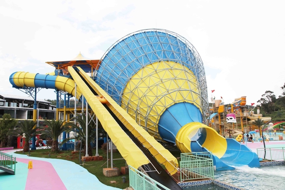 Big Tornado Fiberglass Renang Slides, tinggi capicity Keluarga Air Slide Game