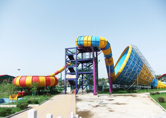 Disesuaikan Fiberglass Pool Slide / Super Tornado Water Slide 14.6m Platform Height