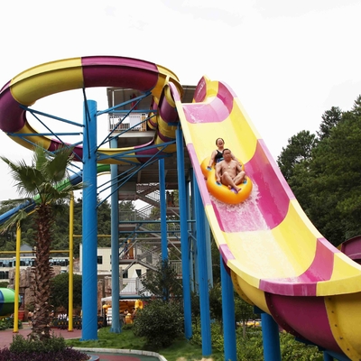 Stainless steel / fiberglass Water Slides Lantai ruang 17 * 40m