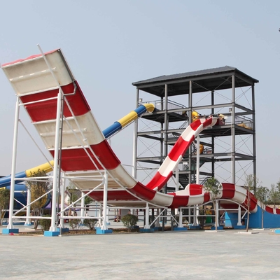 Custom Water Slides, Taman Hiburan Boomerang Aqua Slide Untuk 2 Orang di Gaint Aqua Park