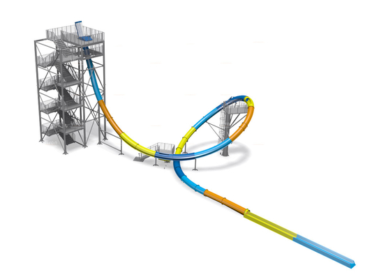 Aqua LoopBody Slide Aqua Park Fiberglass Water Slide, Landasan Tinggi 16m