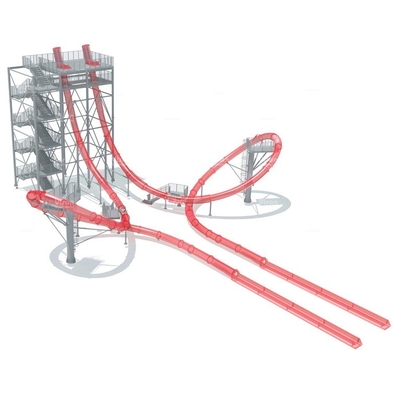 Kecepatan Aqua Loop / Tubuh Slide Aqua Park Fiberglass Water Slide, Landasan Tinggi 16m untuk Water Park