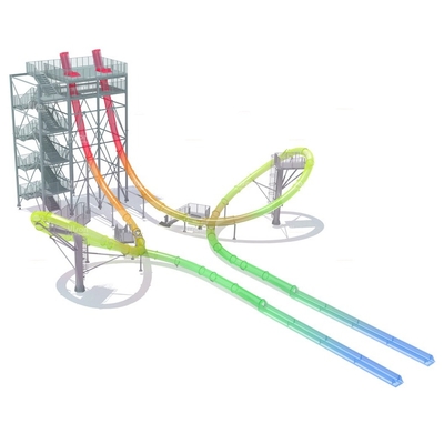 Kecepatan Aqua Loop / Tubuh Slide Aqua Park Fiberglass Water Slide, Landasan Tinggi 16m untuk Water Park
