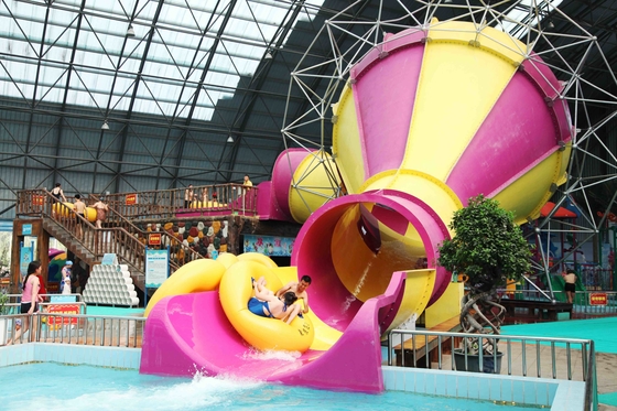 Indoor Fiberglass Aqua Park Peralatan 2 Orang Water World Water Slide