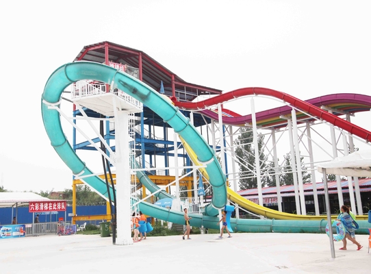 Aqua loop besar Fiberglass Water Slides Untuk Dewasa, Tetap Jenis Slide untuk Amusement Park
