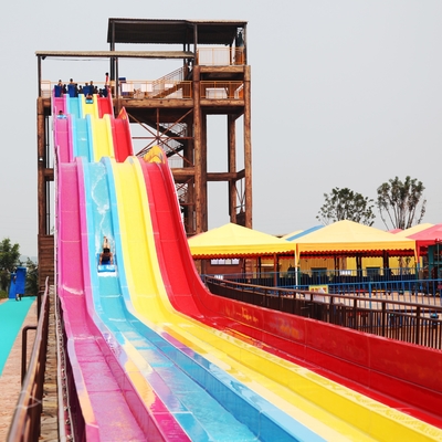 Multi Lanes Rainbow FRP Custom Water Slides Taman Hiburan Big Fiberglass Water Slide