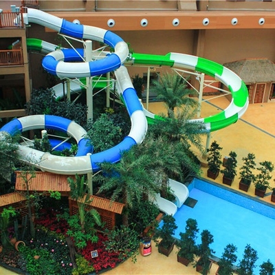 Disesuaikan Warna Spiral Fiberglass Water Slides Galvanized Carbon Rangka Baja