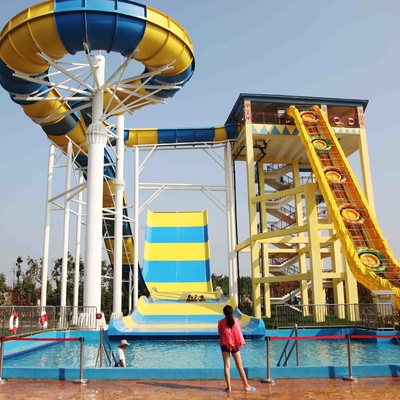 304 Stainless Steel Fiberglass Water Slides / Water Park Slides 13m platform Tinggi / Disesuaikan Water Park Equipment