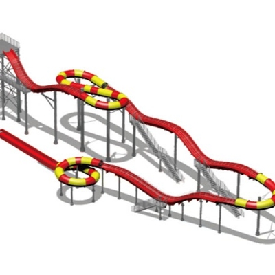 Galvanis Carbon Steel Tube Fiberglass Water Slides untuk Taman Waterpark di Gaint Taman