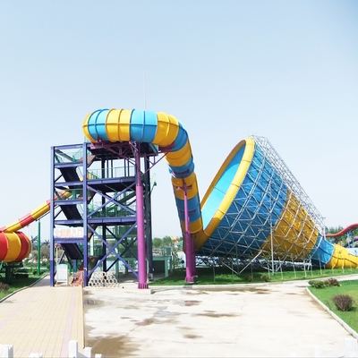 Kustom Luar Fiberglass Tornado Water Slide Untuk Dewasa, 14.6m Ketinggian Platform