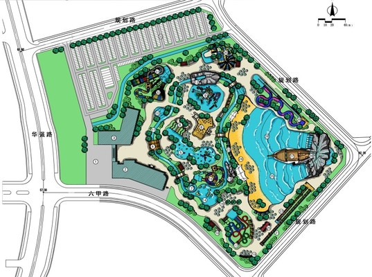 Taman Air Terbuka Desain Konseptual / Disesuaikan Desain untuk Taman Air