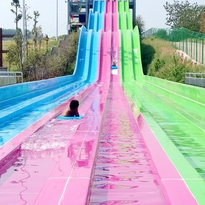 Multi - Lanes Rainbow Custom Water Slides Untuk Aqua Park Fiberglass Material