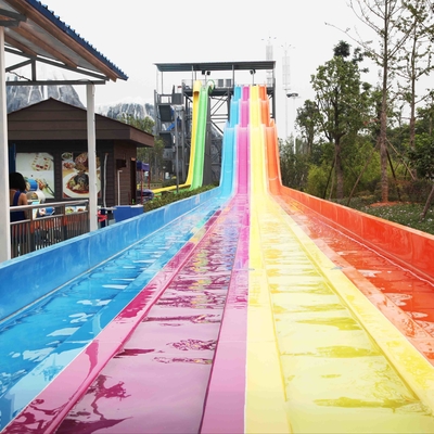 Keren Besar Fun Rainbow Water Slide Dengan Custom Panjang 4 Lanes