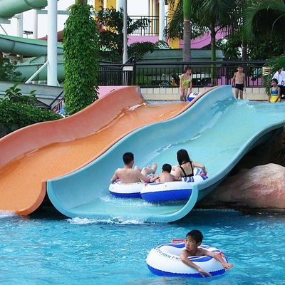 Fiberglass Kids&#39; Water Slides, Outdoor Pool Water Slide Untuk Anak Dengan Tinggi Keamanan
