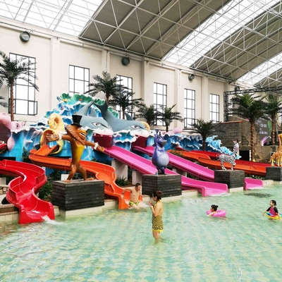 Mini Water Park Kids &#39;Water Slides Colorful Fiberglass Kolam Renang Slide