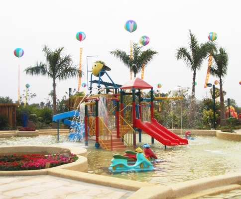 Water House Aqua Park Platform Game 21 * 18 * 9m Dengan Slide air untuk Family Fun