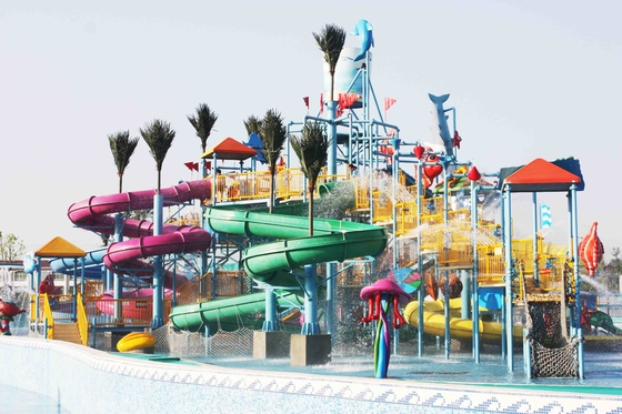 Gaint Fiberglass Water House Aqua Park Permainan Dengan Water Slide Untuk Family Fun