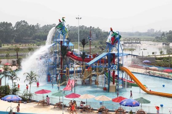 Durable Aqua Playground Dengan Waterpark Slides Dan Lucu Air Bucket