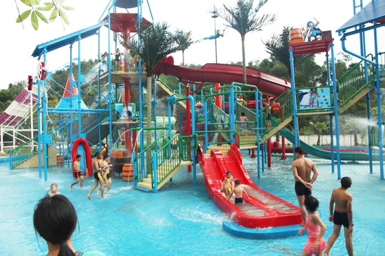 Commercial Medium Water House Aqua Playground Platform Dengan Slide Air untuk Water House