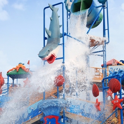 Commercial Fiberglass Water Slides Aqua Playground Of Interaktif Water House