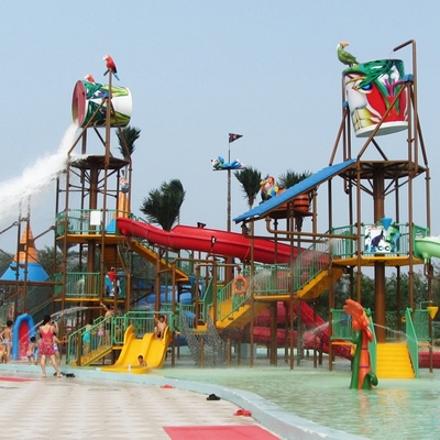 Fiberglass bermain anak Aqua peralatan air besar rumah keluarga menyenangkan Custom