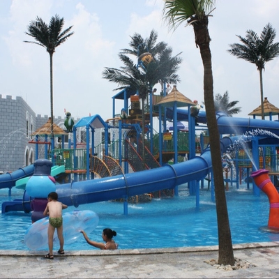 Gaint air rumah bermain anak Aqua Platform dengan air Slide untuk Family Fun