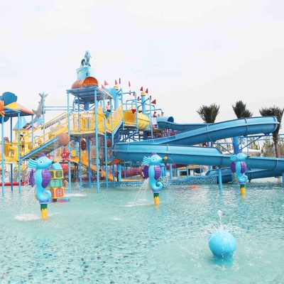 Gaint air rumah bermain anak Aqua Platform dengan air Slide untuk Family Fun