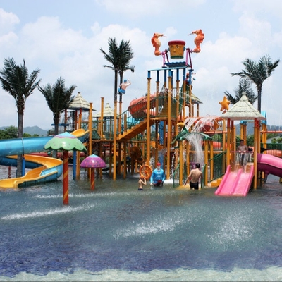 Peralatan Taman Air Fiberglass Kustom, Taman Bermain Kolam Renang Aqua untuk Taman Air