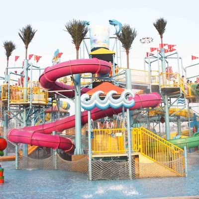 Peralatan Taman Air Fiberglass Kustom, Taman Bermain Kolam Renang Aqua untuk Taman Air