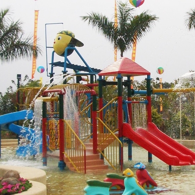 Anak-anak air rumah bermain anak struktur dengan seluncuran air, mendaki Net, semprotan air