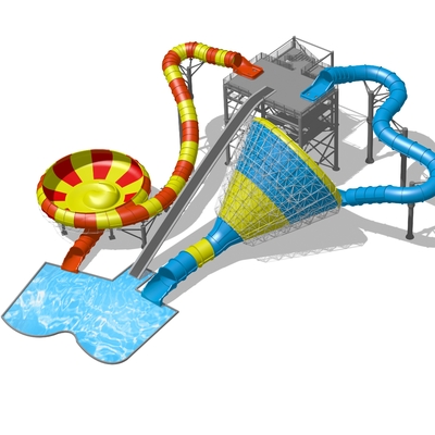 Luar ruangan Aqua Park Peralatan Dengan Super Bowl Slide Colorful Water Slide