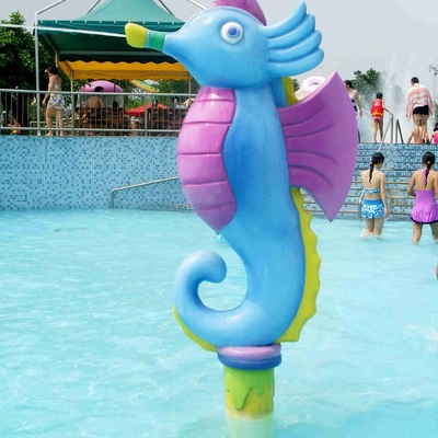 Anak Semprot Taman Peralatan Fiberglass Permainan Air Semprot Kartun Hippocampus untuk Water Park
