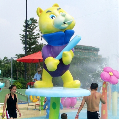 PVC anak-anak rekreasi semprot Taman peralatan / ungu Splash Park peralatan