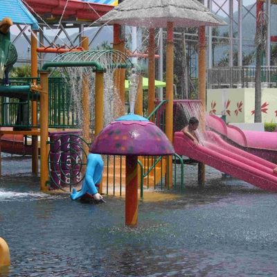 Disesuaikan Fiberglass PVC Semprot Aqua Park Peralatan Kartun Mushroom Shaped