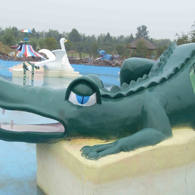 Kecil Fiberglass Air Renang Slides Untuk Anak-Anak, Water Park Equipment Crocodile Slide