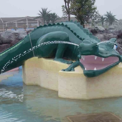 Kecil Fiberglass Air Renang Slides Untuk Anak-Anak, Water Park Equipment Crocodile Slide