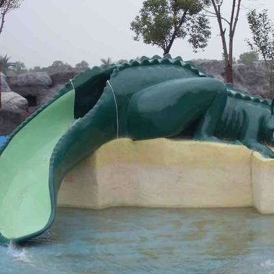 Kecil Fiberglass Air Renang Slides Untuk Anak-Anak, Water Park Equipment Crocodile Slide