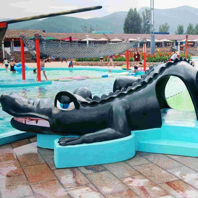 Fiberglass Water Park Peralatan Kartun Buaya Slide Untuk Anak / Customized Water Slide