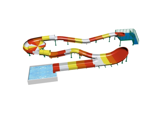 Fiberglass anak-anak air roller coaster slide kolam renang outdoor water slide untuk keluarga dengan ketinggian keamanan di kuning