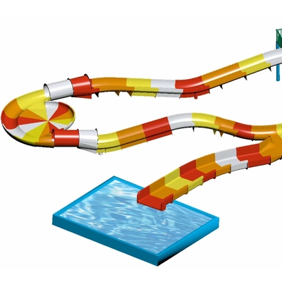 Fiberglass anak-anak air roller coaster slide kolam renang outdoor water slide untuk keluarga dengan ketinggian keamanan di kuning