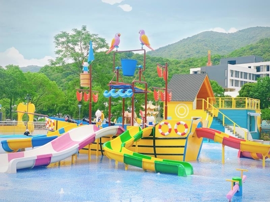 Large Holiday Resort Fiberglass Pirate Ship boat dengan slide